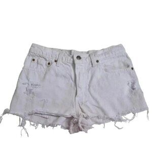 Vintage Levi's 538 White Cutoff Jean Shorts Jorts Cotton Hip Hugger Size 28